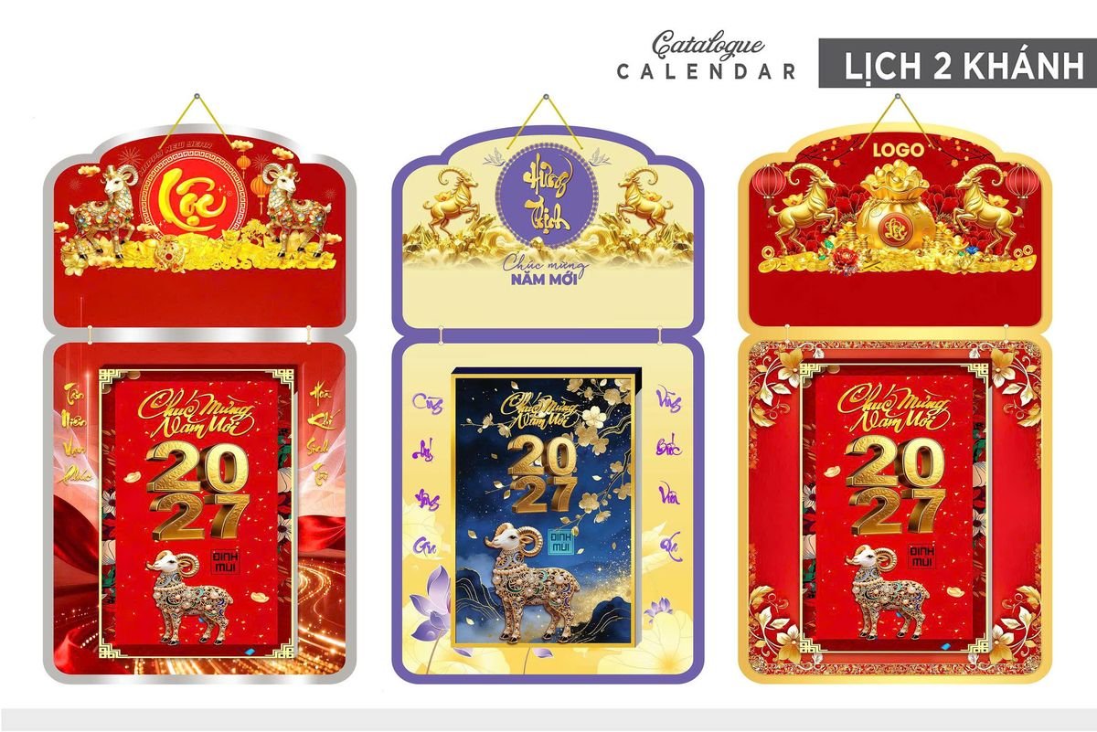 Lịch Khánh Gỗ Lamina 2 Đầu 2027 LM2D_033 - Gốm Sứ Bát Tràng VN