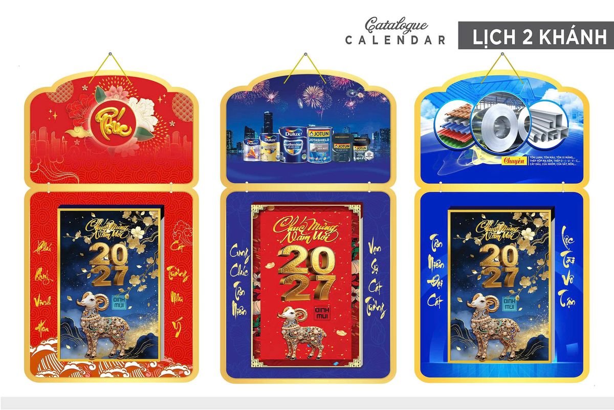 Lịch Khánh Gỗ Lamina 2 Đầu 2027 LM2D_035 - Gốm Sứ Bát Tràng VN
