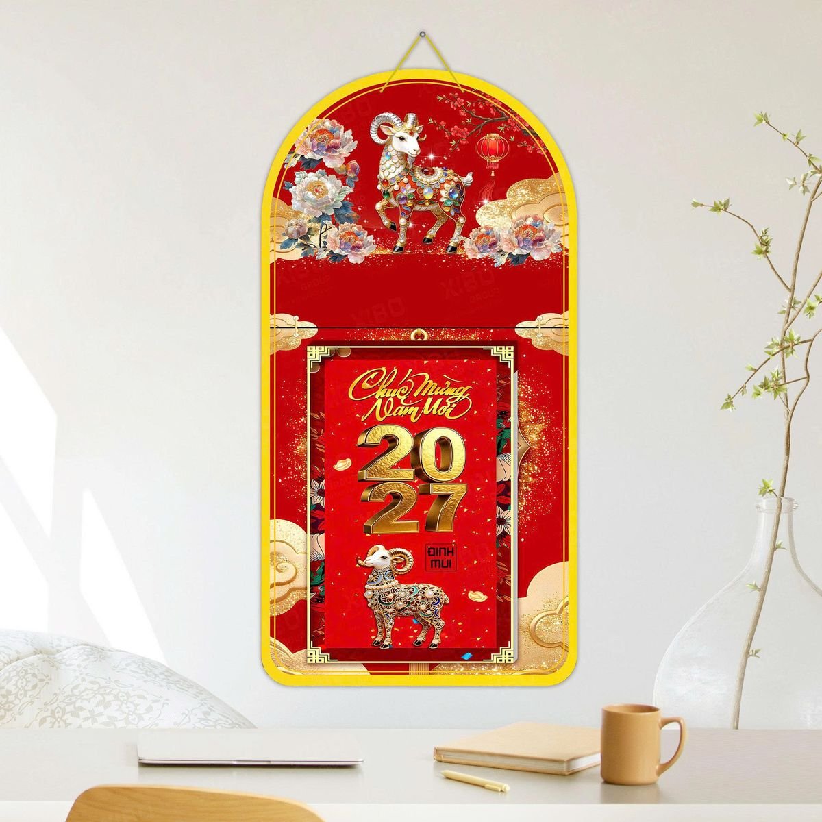 Lịch Khánh Gỗ Lamina 2 Đầu 2027 LM2D_048 - Gốm Sứ Bát Tràng VN