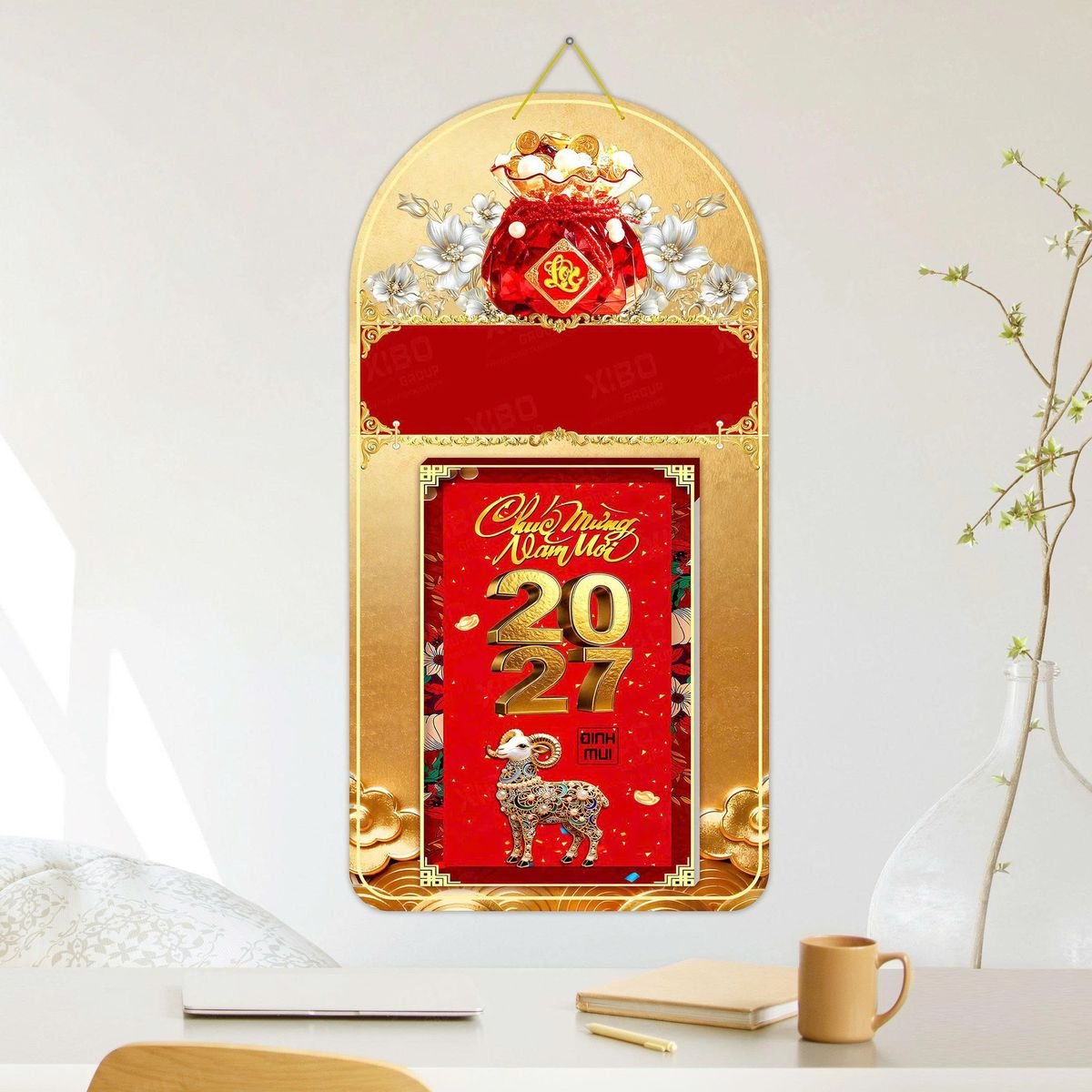Lịch Khánh Gỗ Lamina 2 Đầu 2027 LM2D_049 - Gốm Sứ Bát Tràng VN