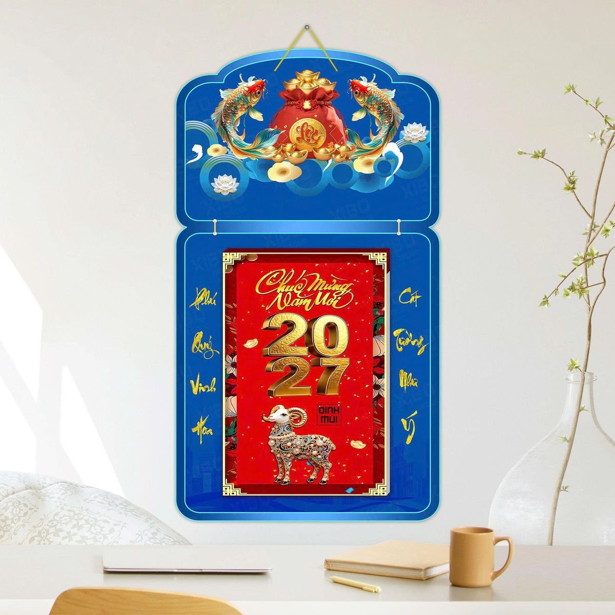 Lịch Khánh Gỗ Lamina 2 Đầu 2027 LM2D_052 - Gốm Sứ Bát Tràng VN
