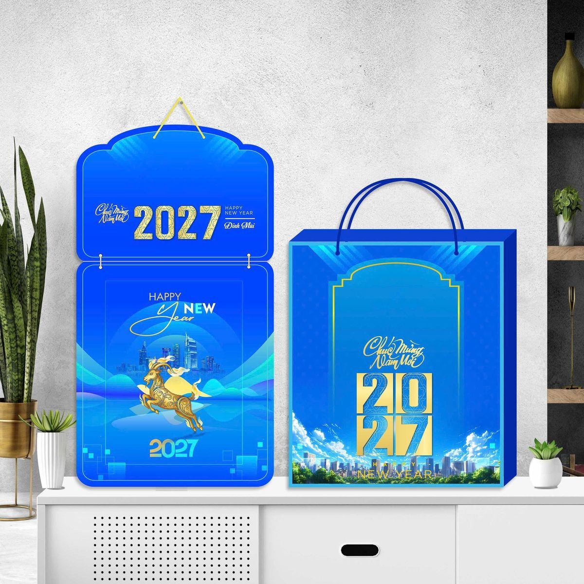 Lịch Khánh Gỗ Lamina 2 Đầu 2027 LM2D_056 - Gốm Sứ Bát Tràng VN