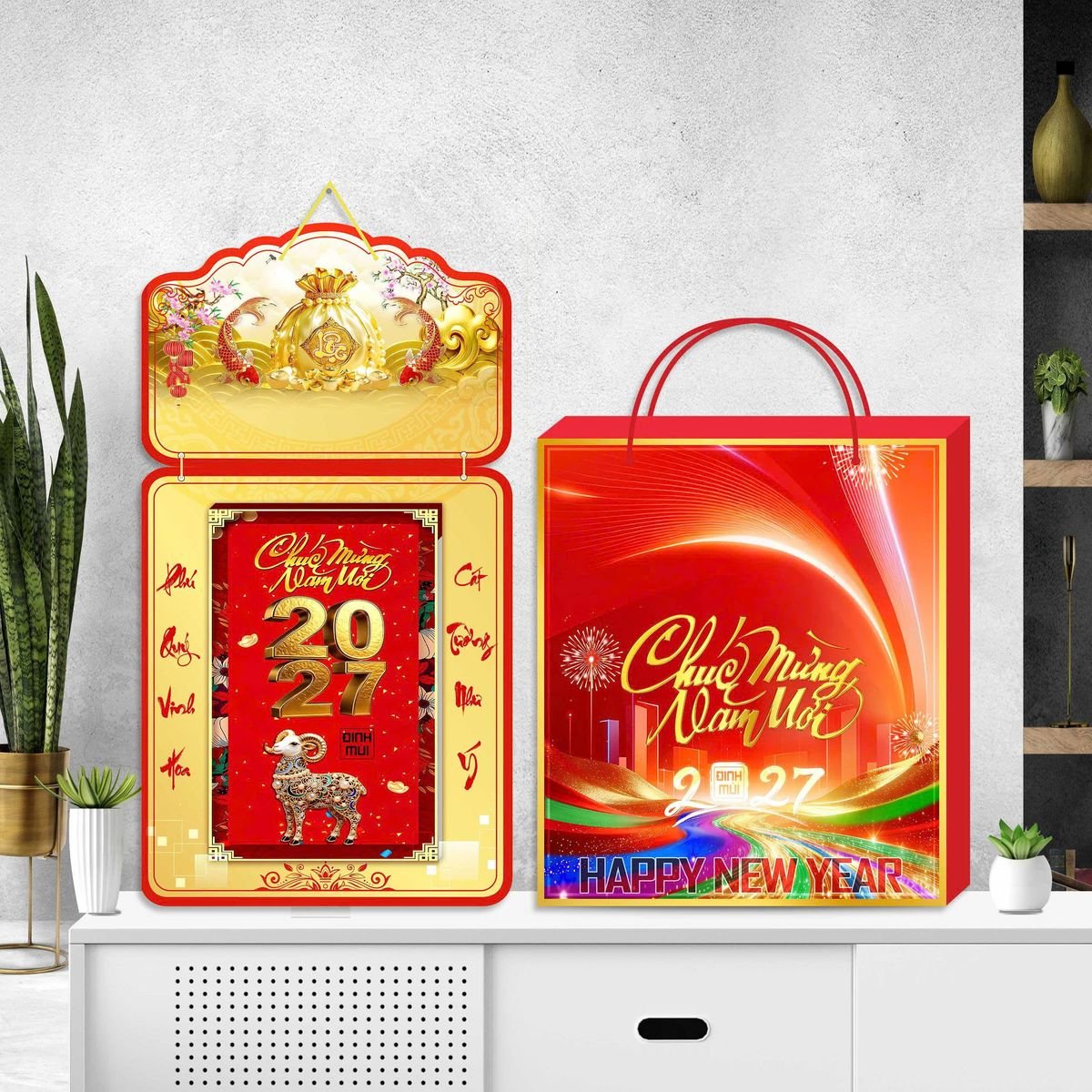 Lịch Khánh Gỗ Lamina 2 Đầu 2027 LM2D_057 - Gốm Sứ Bát Tràng VN