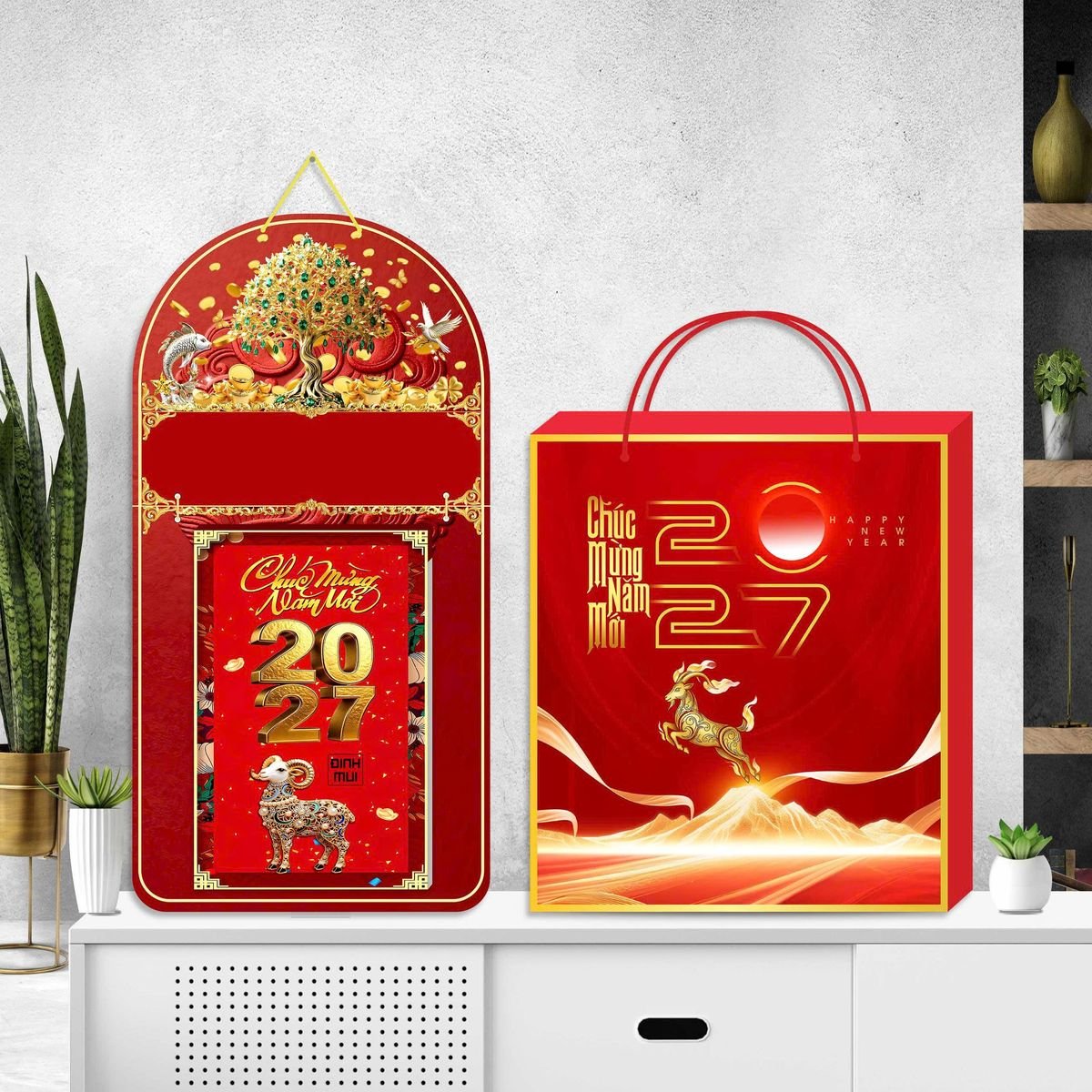 Lịch Khánh Gỗ Lamina 2 Đầu 2027 LM2D_058 - Gốm Sứ Bát Tràng VN