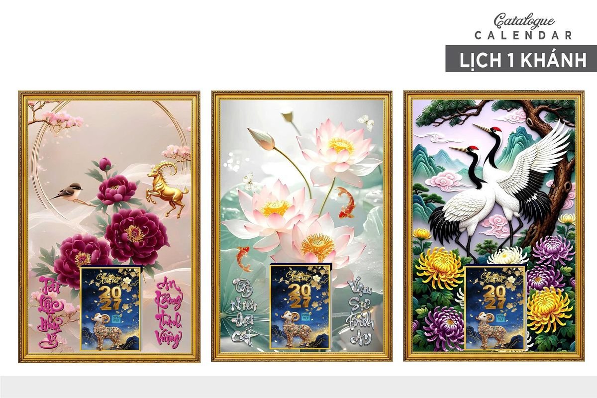Lịch Gỗ Lamina Cao Cấp 40x60cm 2027 LM406_013 - Gốm Sứ Bát Tràng VN