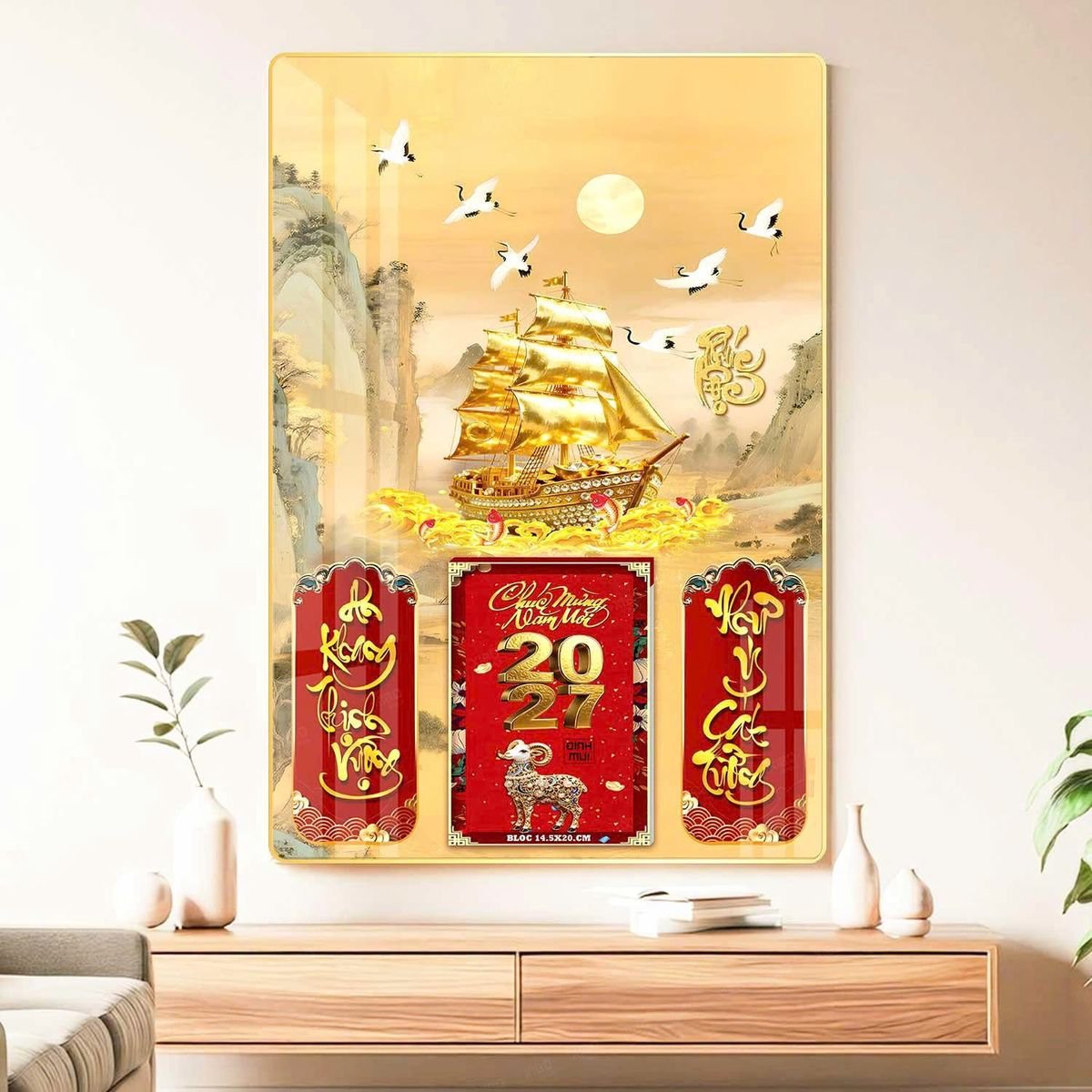 Lịch Gỗ Lamina Cao Cấp 40x60cm 2027 LM406_049 - Gốm Sứ Bát Tràng VN