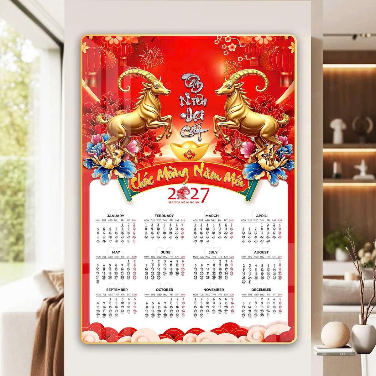 Lịch Gỗ Lamina Cao Cấp 40x60cm 2027 LM406_054 - Gốm Sứ Bát Tràng VN