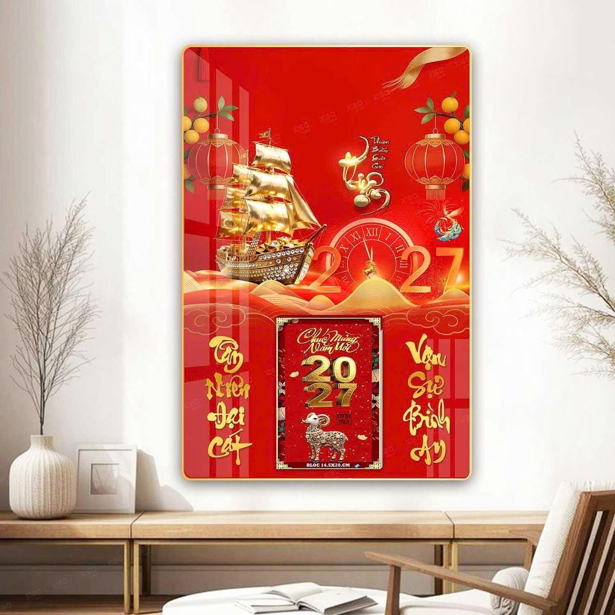 Lịch Gỗ Lamina Cao Cấp 40x60cm 2027 LM406_070 - Gốm Sứ Bát Tràng VN