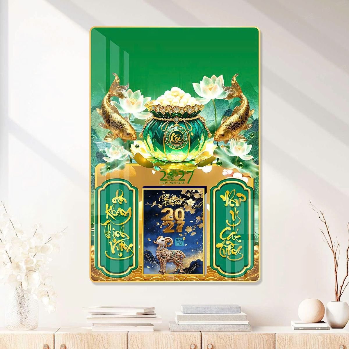Lịch Gỗ Lamina Cao Cấp 40x60cm 2027 LM406_080 - Gốm Sứ Bát Tràng VN