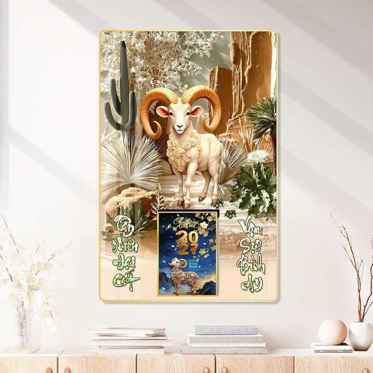 Lịch Gỗ Lamina Cao Cấp 40x60cm 2027 LM406_091 - Gốm Sứ Bát Tràng VN