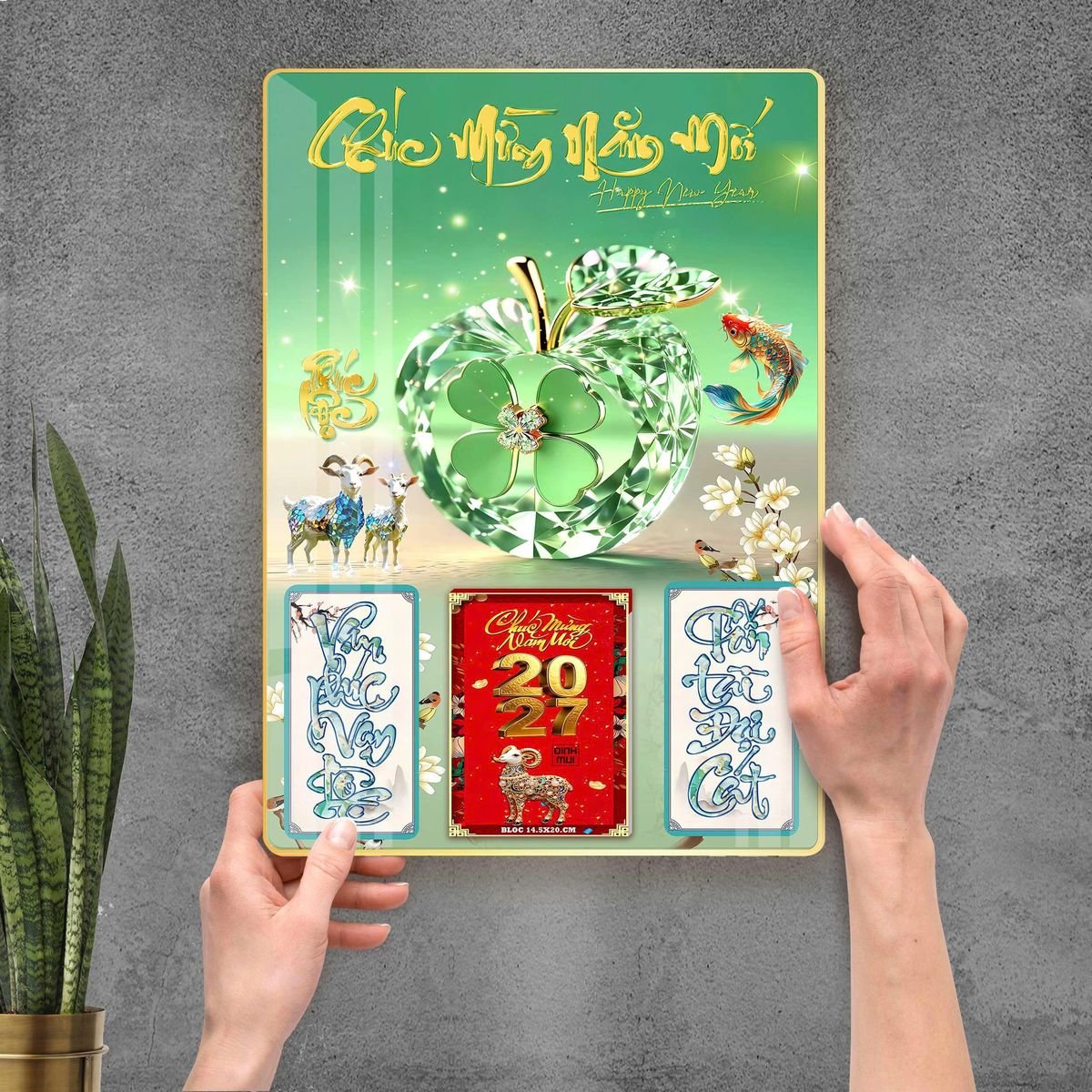 Lịch Gỗ Lamina Cao Cấp 40x60cm 2027 LM406_098 - Gốm Sứ Bát Tràng VN