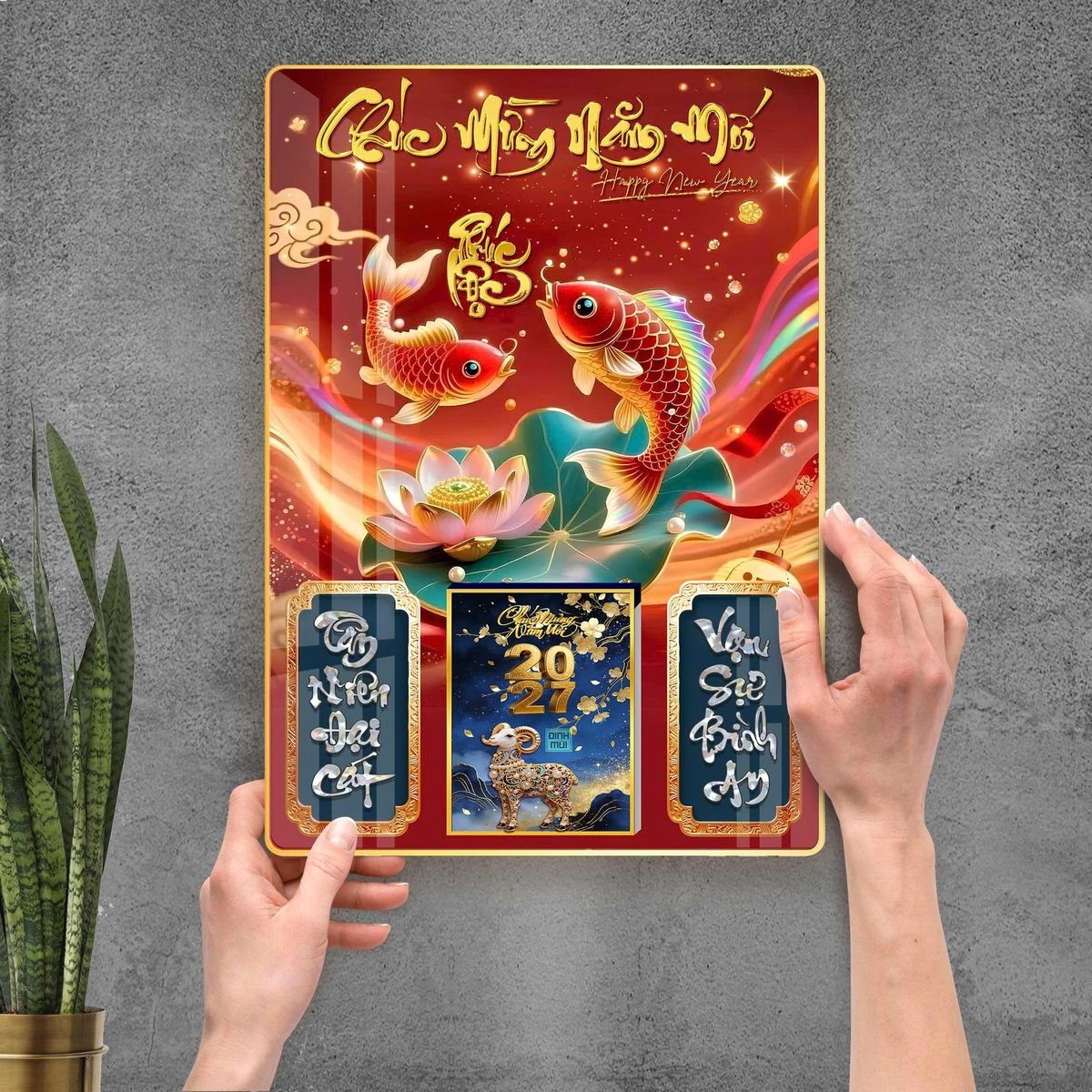 Lịch Gỗ Lamina Cao Cấp 40x60cm 2027 LM406_102 - Gốm Sứ Bát Tràng VN