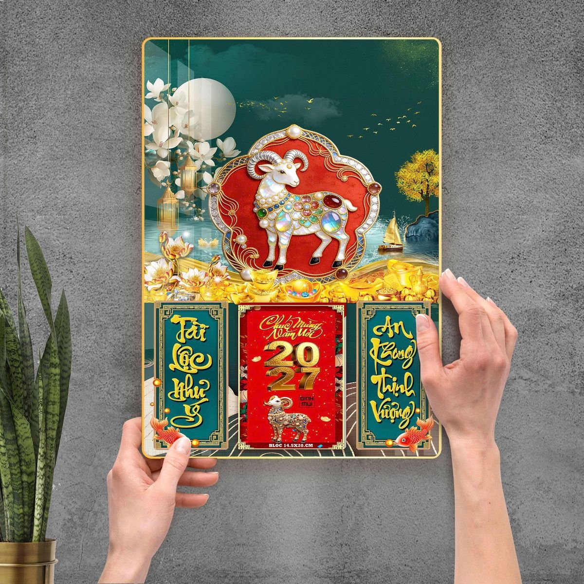 Lịch Gỗ Lamina Cao Cấp 40x60cm 2027 LM406_110 - Gốm Sứ Bát Tràng VN