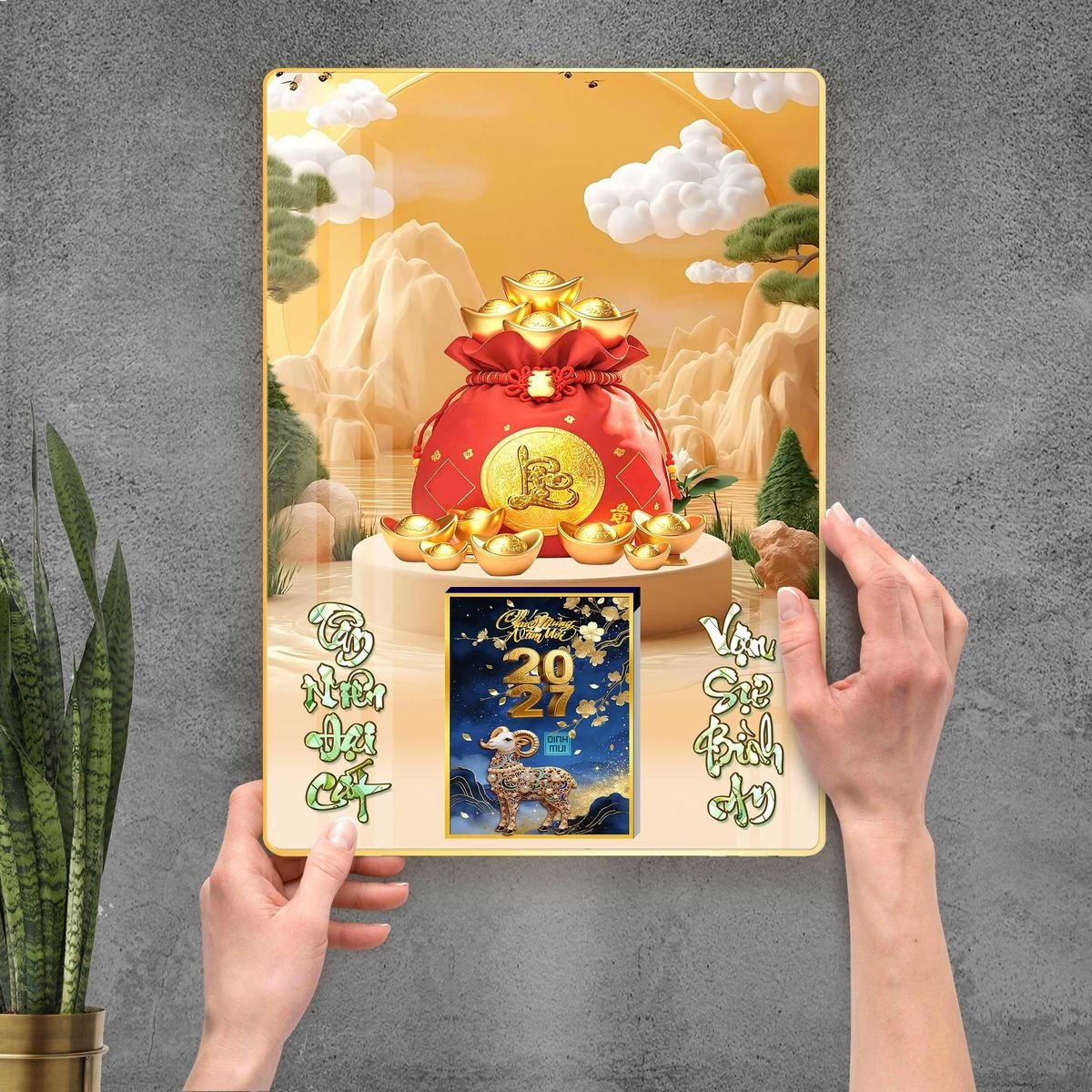 Lịch Gỗ Lamina Cao Cấp 40x60cm 2027 LM406_112 - Gốm Sứ Bát Tràng VN