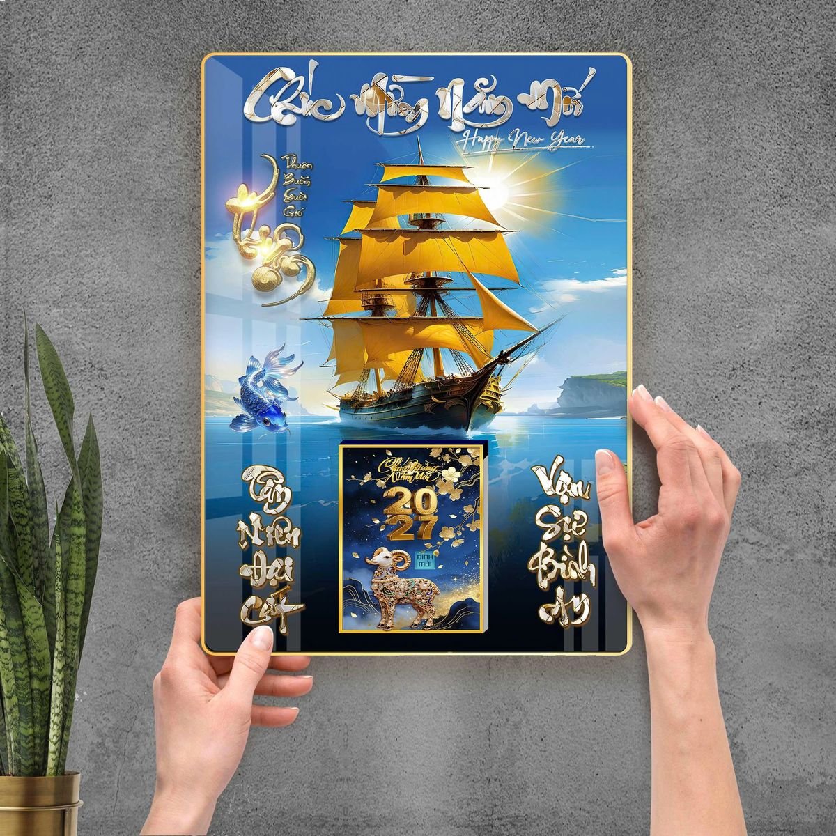 Lịch Gỗ Lamina Cao Cấp 40x60cm 2027 LM406_113 - Gốm Sứ Bát Tràng VN