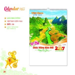 Lịch Treo Tường Lò Xo 2027 MT Mẫu MT14 (40 x 60cm) Quà Tết Truyền Thống Gốm Sứ & Lịch in logo doanh nghiệp quà tặng Tết tại Gốm Sứ Bát Tràng & Quà Tết