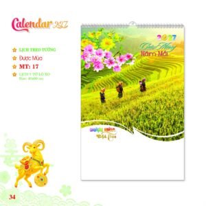 Lịch Treo Tường Lò Xo 2027 MT Mẫu MT17 (40 x 60cm) Quà Tết Truyền Thống Gốm Sứ & Lịch in logo doanh nghiệp quà tặng Tết tại Gốm Sứ Bát Tràng & Quà Tết