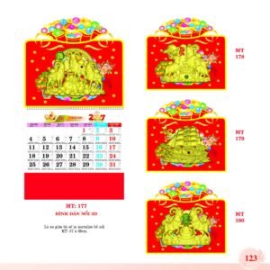 Lịch Treo Tường Lò Xo 2027 MT Mẫu MT178 (37 x 68cm) Quà Tết Truyền Thống Gốm Sứ & Lịch in logo doanh nghiệp quà tặng Tết tại Gốm Sứ Bát Tràng & Quà Tết