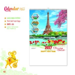 Lịch Treo Tường Lò Xo 2027 MT Mẫu MT21 (40 x 60 cm) Quà Tết Truyền Thống Gốm Sứ & Lịch in logo doanh nghiệp quà tặng Tết tại Gốm Sứ Bát Tràng & Quà Tết