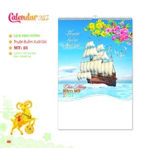 Lịch Treo Tường Lò Xo 2027 MT Mẫu MT23 - Thuận Buồm Xuôi Gió (40 x 60cm) Quà Tết Truyền Thống Gốm Sứ & Lịch in logo doanh nghiệp quà tặng Tết tại Gốm Sứ Bát Tràng & Quà Tết