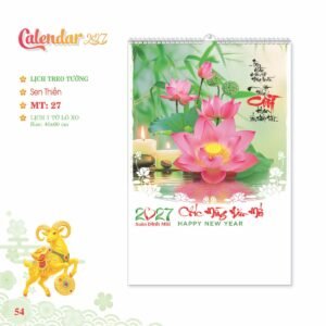 Lịch Treo Tường Lò Xo 2027 MT Mẫu MT27 (40 x 60cm) Quà Tết Truyền Thống Gốm Sứ & Lịch in logo doanh nghiệp quà tặng Tết tại Gốm Sứ Bát Tràng & Quà Tết