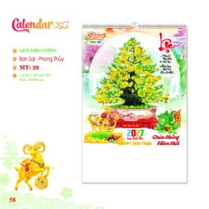Lịch Treo Tường Lò Xo 2027 MT Mẫu MT29 (40 x 60cm) Quà Tết Truyền Thống Gốm Sứ & Lịch in logo doanh nghiệp quà tặng Tết tại Gốm Sứ Bát Tràng & Quà Tết