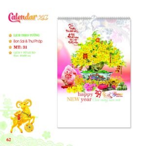 Lịch Treo Tường Lò Xo 2027 MT Mẫu MT31 (40 x 60cm) Quà Tết Truyền Thống Gốm Sứ & Lịch in logo doanh nghiệp quà tặng Tết tại Gốm Sứ Bát Tràng & Quà Tết