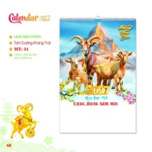 Lịch Treo Tường Lò Xo 2027 MT Mẫu MT34 (40 x 60cm) Quà Tết Truyền Thống Gốm Sứ & Lịch in logo doanh nghiệp quà tặng Tết tại Gốm Sứ Bát Tràng & Quà Tết
