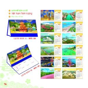 Lịch Để Bàn 2027 MT Mẫu MT38 (24 x 17cm) Quà Tết Truyền Thống Gốm Sứ & Lịch in logo doanh nghiệp quà tặng Tết tại Gốm Sứ Bát Tràng & Quà Tết