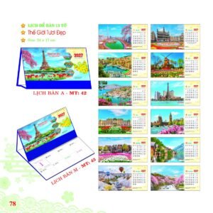Lịch Để Bàn 2027 MT Mẫu MT42 (24 x 17cm) Quà Tết Truyền Thống Gốm Sứ & Lịch in logo doanh nghiệp quà tặng Tết tại Gốm Sứ Bát Tràng & Quà Tết