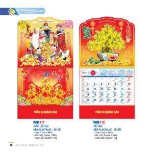 Lịch Treo Tường Lò Xo 2027 NB Mẫu NB172 (37 x 68cm) Quà Tết Truyền Thống Gốm Sứ & Lịch in logo doanh nghiệp quà tặng Tết tại Gốm Sứ Bát Tràng & Quà Tết
