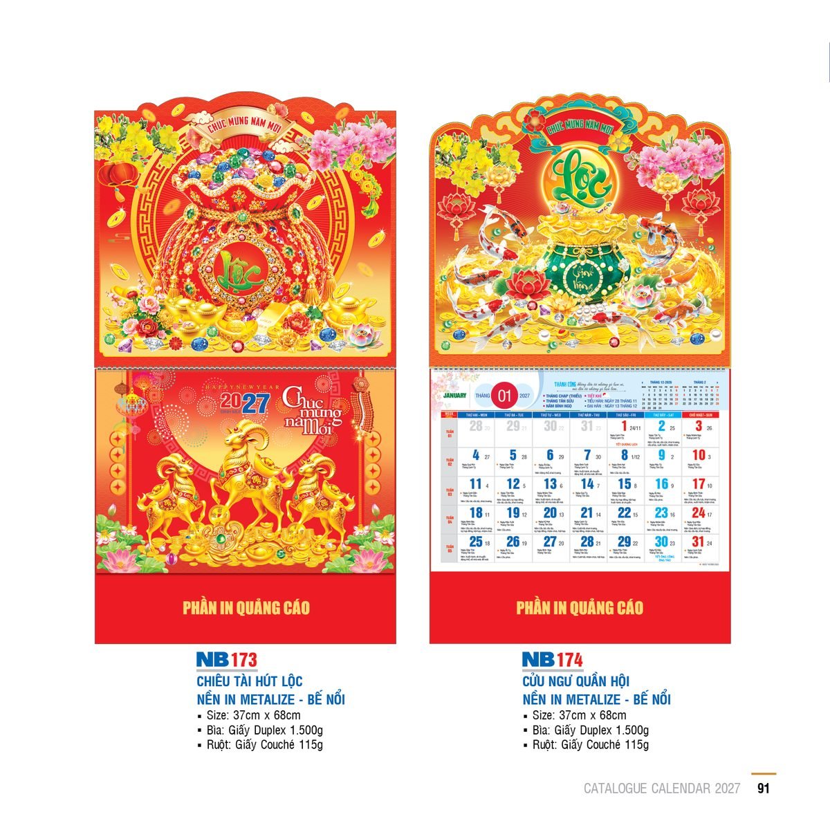 Lịch Bìa Treo 2027 NB Mẫu NB173 (29 x 41 cm) Quà Tết Truyền Thống Gốm Sứ & Lịch Lịch Bìa Treo 2027 NB Mẫu NB173 (29 x 41 cm) Quà Tết Truyền Thống Gốm Sứ & Lịch in logo doanh nghiệp quà tặng Tết tại Gốm Sứ Bát Tràng & Quà Tết