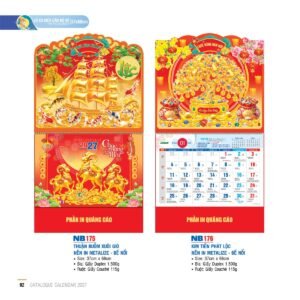 Lịch Treo Tường Lò Xo 2027 NB Mẫu NB176 (37 x 68cm) Quà Tết Truyền Thống Gốm Sứ & Lịch in logo doanh nghiệp quà tặng Tết tại Gốm Sứ Bát Tràng & Quà Tết