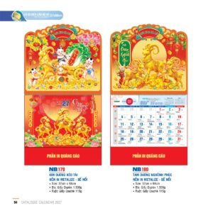 Lịch Treo Tường Lò Xo 2027 NB Mẫu NB179 (37 x 68cm) Quà Tết Truyền Thống Gốm Sứ & Lịch in logo doanh nghiệp quà tặng Tết tại Gốm Sứ Bát Tràng & Quà Tết