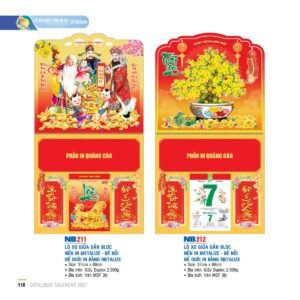 Lịch Treo Tường Lò Xo 2027 NB Mẫu NB211 (37 x 68cm) Quà Tết Truyền Thống Gốm Sứ & Lịch in logo doanh nghiệp quà tặng Tết tại Gốm Sứ Bát Tràng & Quà Tết