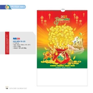 Lịch Treo Tường Lò Xo 2027 NB Mẫu NB256 (16 x 25 cm) Quà Tết Truyền Thống Gốm Sứ & Lịch in logo doanh nghiệp quà tặng Tết tại Gốm Sứ Bát Tràng & Quà Tết