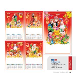 Lịch Treo Tường Nẹp Thiếc 2027 NB Mẫu NB260 (18 x 28 cm) Quà Tết Truyền Thống Gốm Sứ & Lịch in logo doanh nghiệp quà tặng Tết tại Gốm Sứ Bát Tràng & Quà Tết