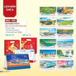 Lịch Bàn Chữ A 2027 NHA Mẫu NHA100 (17 x 19 cm) Quà Tết Truyền Thống Gốm Sứ & Lịch in logo doanh nghiệp quà tặng Tết tại Gốm Sứ Bát Tràng & Quà Tết