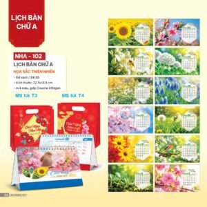 Lịch Bàn Chữ A 2027 NHA Mẫu NHA102 (17 x 19 cm) Quà Tết Truyền Thống Gốm Sứ & Lịch in logo doanh nghiệp quà tặng Tết tại Gốm Sứ Bát Tràng & Quà Tết