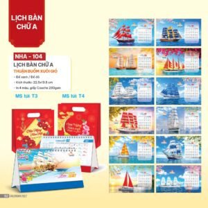 Lịch Bàn Chữ A 2027 NHA Mẫu NHA104 - Thuận Buồm Xuôi Gió (17 x 19 cm) Quà Tết Truyền Thống Gốm Sứ & Lịch in logo doanh nghiệp quà tặng Tết tại Gốm Sứ Bát Tràng & Quà Tết