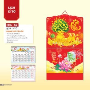 Lịch Bìa Treo 2027 NHA Mẫu NHA52 (37 x 68cm) Quà Tết Truyền Thống Gốm Sứ & Lịch in logo doanh nghiệp quà tặng Tết tại Gốm Sứ Bát Tràng & Quà Tết