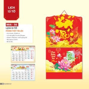 Lịch Bìa Treo 2027 NHA Mẫu NHA56 (37 x 68cm) Quà Tết Truyền Thống Gốm Sứ & Lịch in logo doanh nghiệp quà tặng Tết tại Gốm Sứ Bát Tràng & Quà Tết