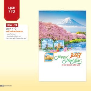 Lịch Treo Tường Lò Xo 2027 NHA Mẫu NHA74 - Thế Giới Muôn Màu (40 x 60cm) Quà Tết Truyền Thống Gốm Sứ & Lịch in logo doanh nghiệp quà tặng Tết tại Gốm Sứ Bát Tràng & Quà Tết