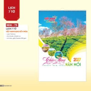 Lịch Treo Tường Lò Xo 2027 NHA Mẫu NHA75 - Việt Nam Rạng Rỡ 4 Mùa (40 x 60cm) Quà Tết Truyền Thống Gốm Sứ & Lịch in logo doanh nghiệp quà tặng Tết tại Gốm Sứ Bát Tràng & Quà Tết