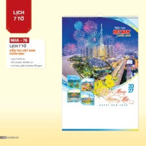 Lịch Treo Tường Lò Xo 2027 NHA Mẫu NHA76 (40 x 60cm) Quà Tết Truyền Thống Gốm Sứ & Lịch in logo doanh nghiệp quà tặng Tết tại Gốm Sứ Bát Tràng & Quà Tết