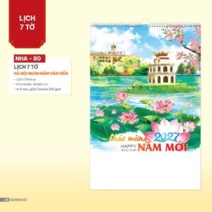 Lịch Treo Tường Lò Xo 2027 NHA Mẫu NHA80 (40 x 60cm) Quà Tết Truyền Thống Gốm Sứ & Lịch in logo doanh nghiệp quà tặng Tết tại Gốm Sứ Bát Tràng & Quà Tết