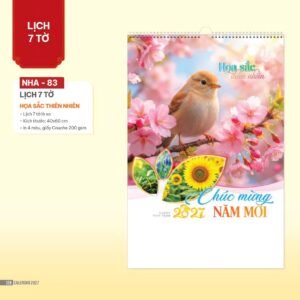 Lịch Treo Tường Lò Xo 2027 NHA Mẫu NHA83 (40 x 60cm) Quà Tết Truyền Thống Gốm Sứ & Lịch in logo doanh nghiệp quà tặng Tết tại Gốm Sứ Bát Tràng & Quà Tết