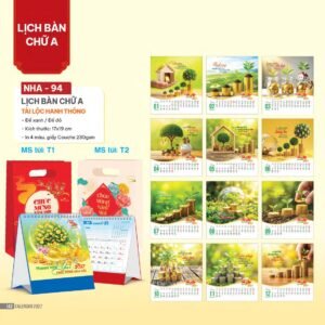 Lịch Bàn Chữ A 2027 NHA Mẫu NHA94 (17 x 19cm) Quà Tết Truyền Thống Gốm Sứ & Lịch in logo doanh nghiệp quà tặng Tết tại Gốm Sứ Bát Tràng & Quà Tết