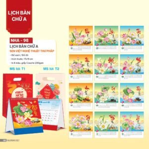 Lịch Bàn Chữ A 2027 NHA Mẫu NHA98 (17 x 19cm) Quà Tết Truyền Thống Gốm Sứ & Lịch in logo doanh nghiệp quà tặng Tết tại Gốm Sứ Bát Tràng & Quà Tết