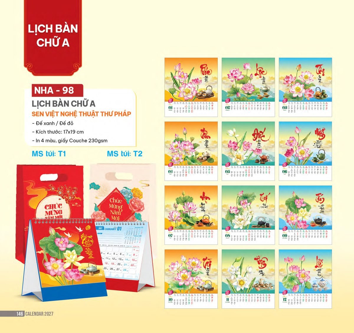 Lịch Bàn Chữ A 2027 NHA Mẫu NHA98 (17 x 19cm) Quà Tết Truyền Thống Gốm Sứ & Lịch Lịch Bàn Chữ A 2027 NHA Mẫu NHA98 (17 x 19cm) Quà Tết Truyền Thống Gốm Sứ & Lịch in logo doanh nghiệp quà tặng Tết tại Gốm Sứ Bát Tràng & Quà Tết